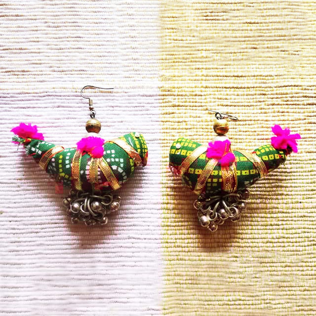 Juhi Malhotra-Blue Bandhej Bird Earrings