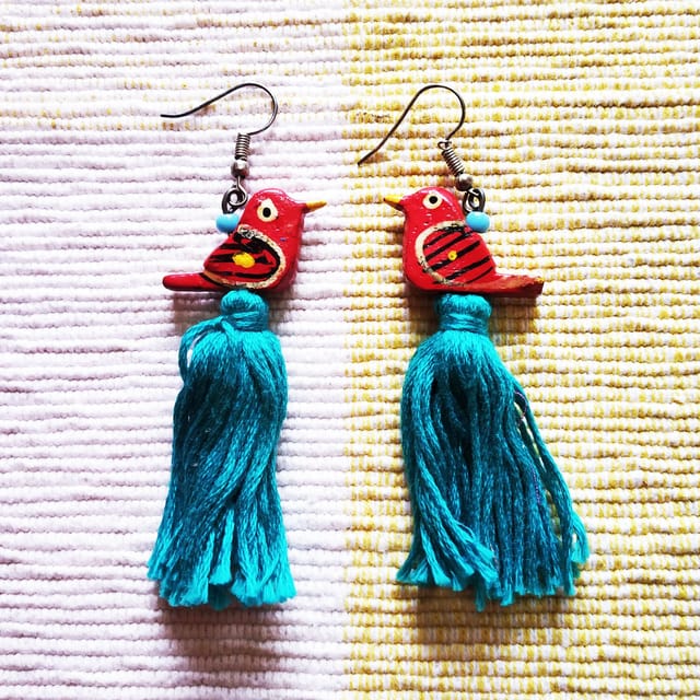 Juhi Malhotra-Red Chidiya Earrings