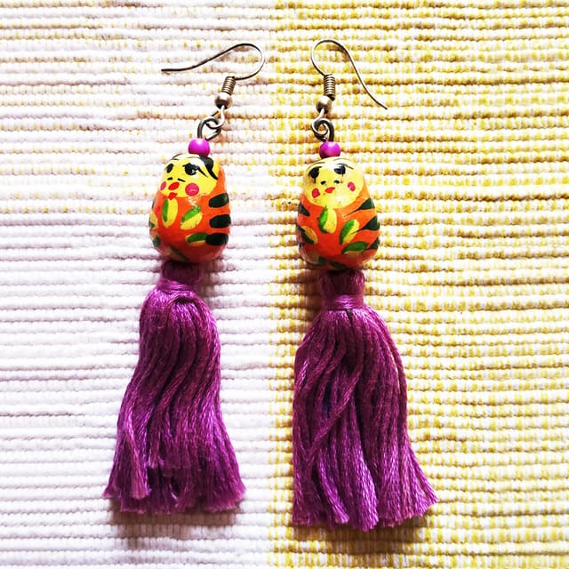Juhi Malhotra-Orange Doll Tassel Earrings
