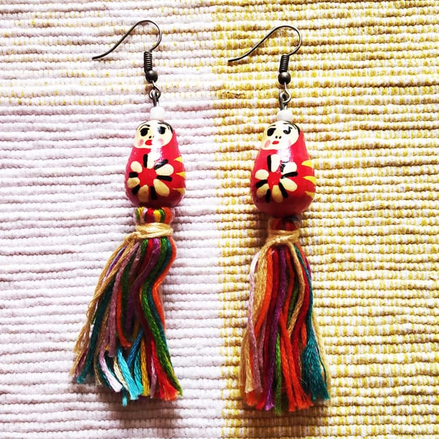 Juhi Malhotra-Red Doll Tassel Earrings