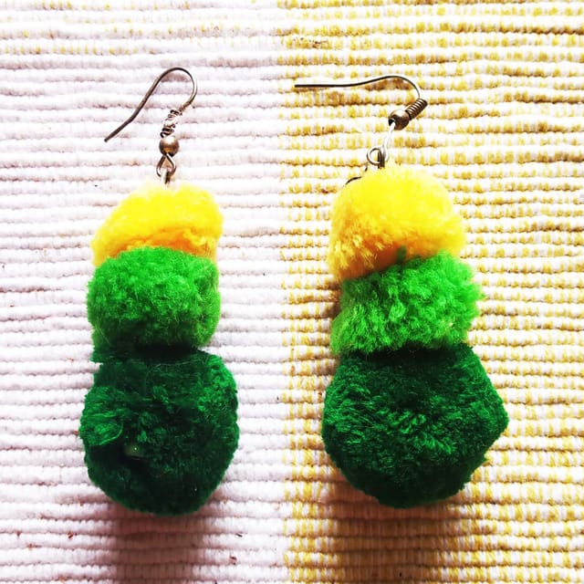 Juhi Malhotra-Leafy Pompom Earrings