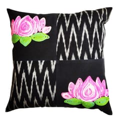 Juhi Malhotra-Black Lotus Cushion Cover