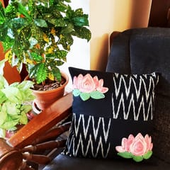 Juhi Malhotra-Black Lotus Cushion Cover