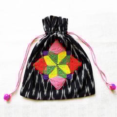 Juhi Malhotra-Black Ikat Rangoli Potli