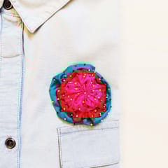 Juhi Malhotra-Silk Flower Beaded Brooch