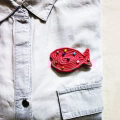 Juhi Malhotra-Red Beaded Fish Brooch