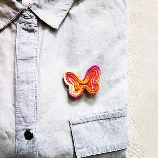 Juhi Malhotra-Orange Shaded Butterfly Brooch