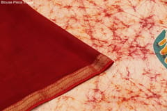 Anoothi-A Handpainted Batik Maheshwari Silk Cotton Saree in Red and Beige