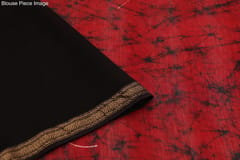 Anoothi-A Handpainted Batik Maheshwari Silk Cotton Saree in Red and Black