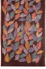 Anoothi-A Handpainted Batik Maheshwari Silk Cotton Saree in Red and Dark Brown