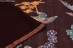 Anoothi-A Handpainted Batik Maheshwari Silk Cotton Saree in Purple and Dark Brown