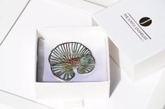 The Joyful Enamelist - Silver Enamel Lotus Leaf Brooch