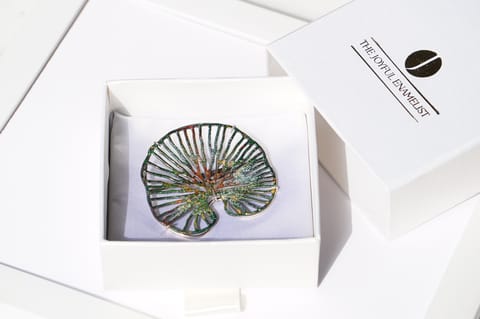 The Joyful Enamelist - Silver Enamel Lotus Leaf Brooch