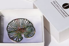 The Joyful Enamelist - Silver Enamel Lotus Leaf Brooch