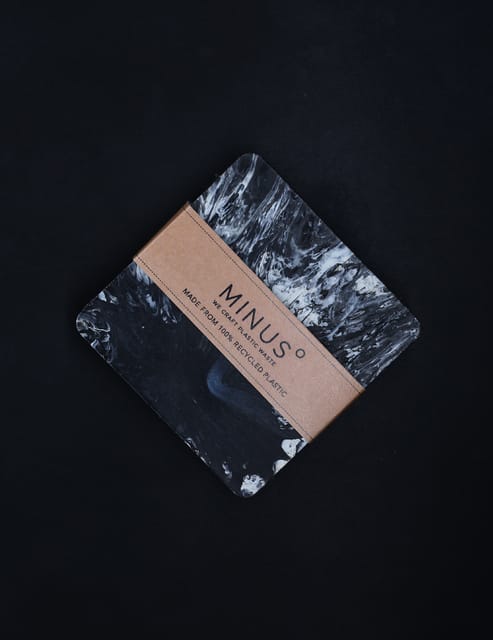 Minus Degre-Handcrafted Recycled Coaster I Stone Black  I set of 4 Coaster