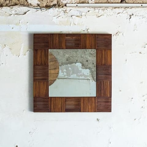 Rhizome-Slat Wall Mirror Square | Made of Bamboo