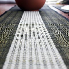 Craftlipi-Table Mat with Runner (Madur) : Weaved with Black String, Covered Edges with Black Fabrics Stitched