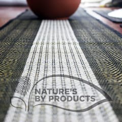 Craftlipi-Table Mat with Runner (Madur) : Weaved with Black String, Covered Edges with Black Fabrics Stitched