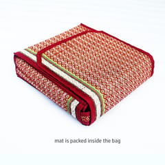 Craftlipi-Foldable Mat with Bag (Madur) : Weaved & Designed with Red Threads