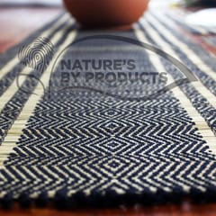 Craftlipi-Table Mat with Runner (Madur) : Designed with Knotted Open Edge & Weaved with Black String