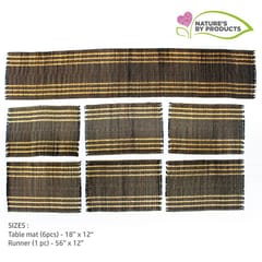 Craftlipi-Table Mat with Runner (Madur) : Designed with Knotted Open Edge & Weaved with Black String