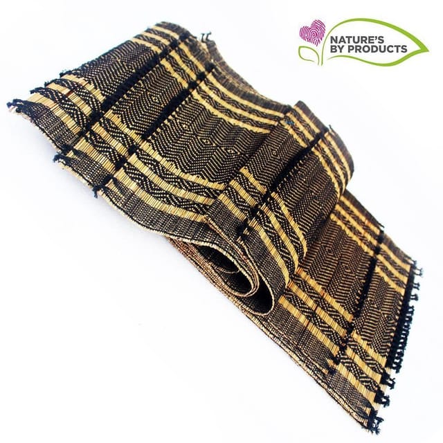 Craftlipi-Table Mat with Runner (Madur) : Designed with Knotted Open Edge & Weaved with Black String