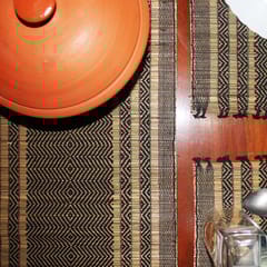 Craftlipi-Table Mat with Runner (Madur) : Designed with Knotted Open Edge & Weaved with Black String