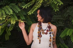 Diti - Ajrakh Fabric Layer Neckpiece