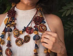 Diti - Ajrakh Fabric Layer Neckpiece