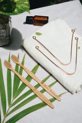 Almitra Sustainables-Oral Care Set  Bamboo Bristle Toothbrush and Copper Tongue Cleaner (Pack of 2)