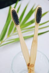 Almitra Sustainables-Oral Care Set  Charcoal Bamboo Toothbrush and Copper Tongue Cleaner (Pack of 2)