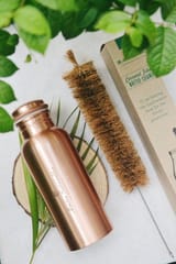 Almitra Sustainables-Copper Bottle and Coconut Fiber Bottle Cleaner