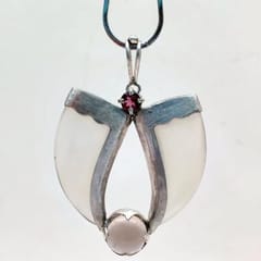 Baka - AVANI Silver Faux Tiger Claw Red Lens Pendant