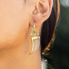 Baka - AVANI Gold Faux Tiger Claw Green Royal Earrings