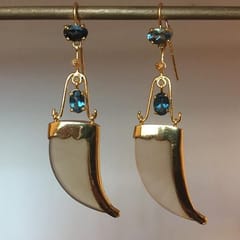 Baka - AVANI Gold Faux Tiger Claw Blue Imperial Earrings