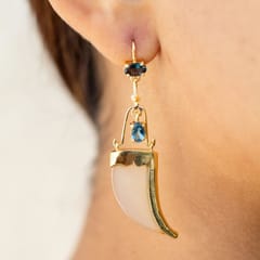 Baka - AVANI Gold Faux Tiger Claw Blue Imperial Earrings
