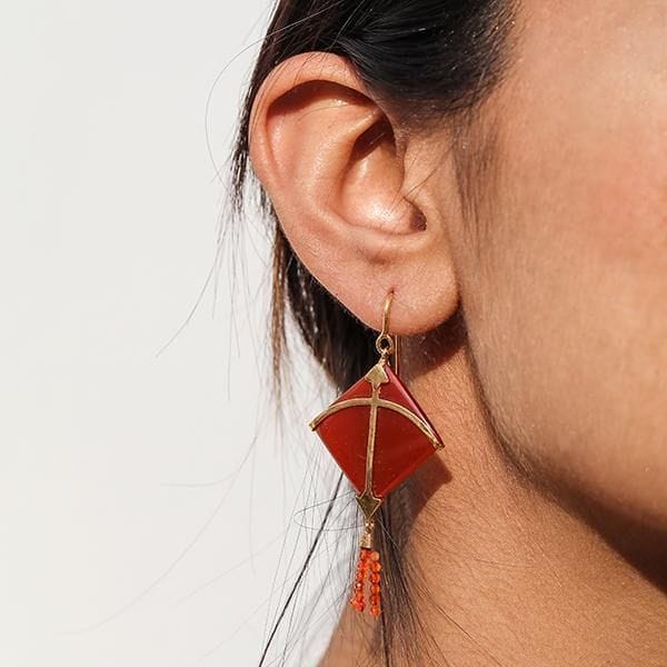 Baka - PATANG Carnelian Tassel Earrings