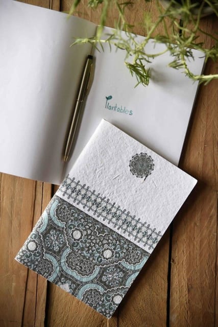 Plantables-Blue Indian Motif Seed Paper Cover Notebook