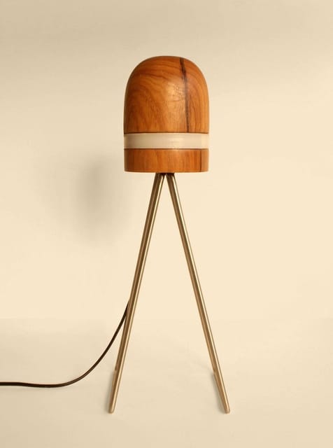 Studio Indigene - Agriya - The Stand Light | One of The Kind Handcrafted Teak Wood Table Lamp