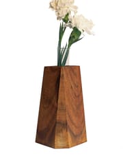 Studio Indigene - Faceted Pyramid Vase | Made of Teak Wood