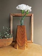 Studio Indigene - Faceted Pyramid Vase | Made of Teak Wood