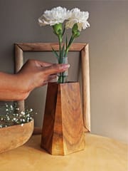 Studio Indigene - Faceted Pyramid Vase | Made of Teak Wood