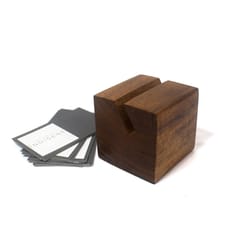 Studio Indigene - Slit Cube Card Holder | Made of Teak Wood