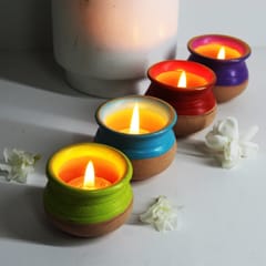 Craftlipi-Pot "HANDI" Candle HolderSet of 4 + 12 HD Candles FREE