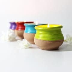 Craftlipi-Pot "HANDI" Candle HolderSet of 4 + 12 HD Candles FREE