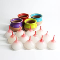 Craftlipi-Pot "HANDI" Candle HolderSet of 4 + 12 HD Candles FREE