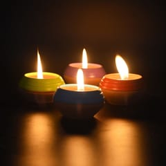 Craftlipi-Pot "DABAR" Candle Holder Set of 4 + 12 HD Candles FREE