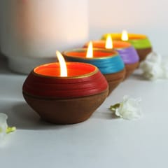 Craftlipi-Pot "DABAR" Candle Holder Set of 4 + 12 HD Candles FREE