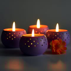 Craftlipi-"DOME" Tealight Holders : Set of 4 + 12 HD Candles FREE