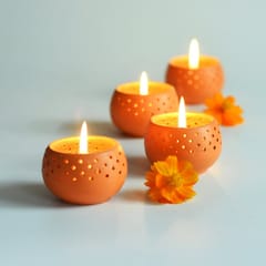 Craftlipi-"DOME" Tealight Holders : Set of 4 + 12 HD Candles FREE